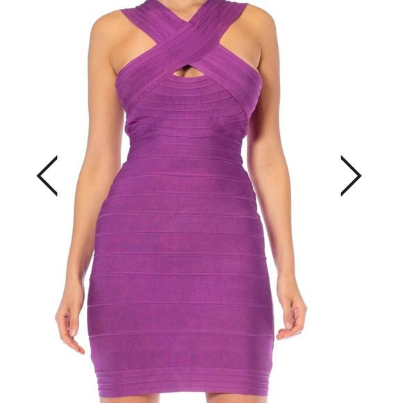 Herve Leger bandage light purple bodycon dress - Picture 2 of 11